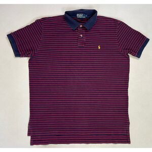 Polo Ralph Lauren Rugby Polo Shirt Men Large Blue Red Striped Pony Yellow